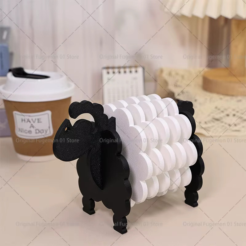 5er Set Blumenform Untersetzer mit Tassenhalter in Weiß aus Kunststoff für Home Office und Tischdekoration - Bild 3