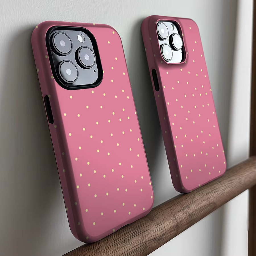CaseLumi Matte Bumper MagSafe Hülle für iPhone 17 16 15 14 13 Pro Max Stoßfeste PC-Schutzhülle mit Blush Gold Punkten - Bild 2