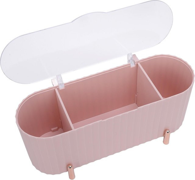Koogeelife Wattestäbchen Aufbewahrungsorganisator, 3 Fächer, rosa - Bild 1