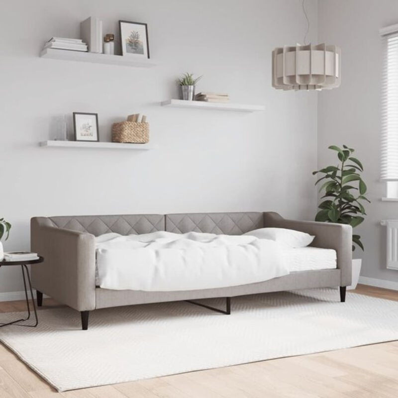 Modernes Polsterbett mit Matratze von vidaxl in Taupe meliert, Stoff und Metall, B/T: 200 x 100 cm - Bild 1