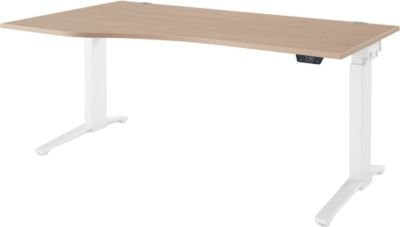 Schäfer Shop Genius ERGOSTYLE S Schreibtisch elektrisch höhenverstellbar, einstufig, C-Fuß, Eiche/weiß, B: 180 cm, T: 80-100 cm, H: 71,5-118,2 cm - Bild 1