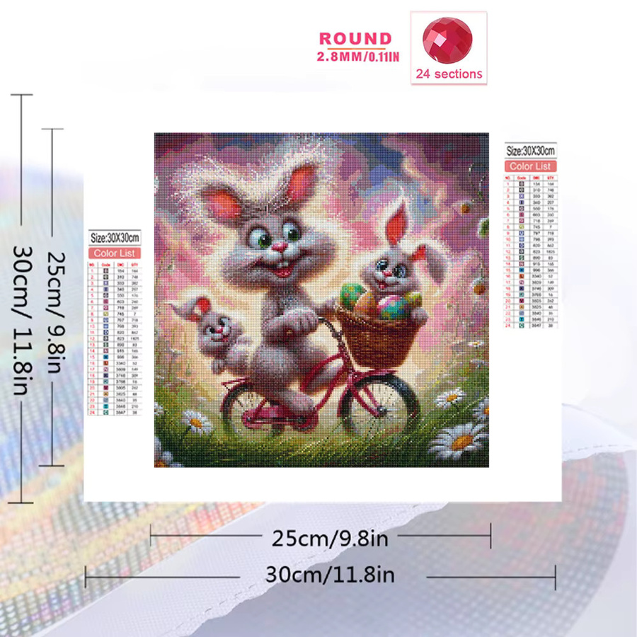 Evershine Diamant-Malerei Hasenbild mit Gänseblümchen als Mosaik-Stickerei in Multicolour, B/H: 20 x 20 cm - Bild 2