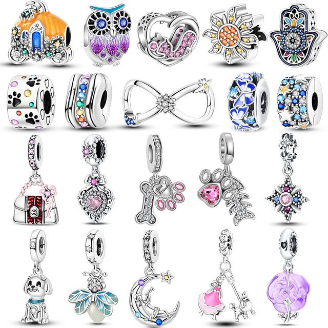 Charms 925 Silber vergoldet, mit Verschluss und Stopper-Perlen - Bild 1