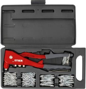 Stier Blindnieten-Set mit Handnietzange und Blindnieten, 201-teilig, rot, Stahl - Bild 1