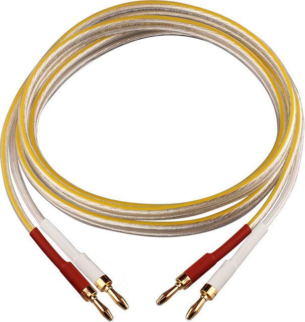 YYAUDIO Hifi Lautsprecherkabel mit versilberten Adern und vergoldeten 3,5mm Bananensteckern für DVD, Blu-ray und CD-Player - Bild 1