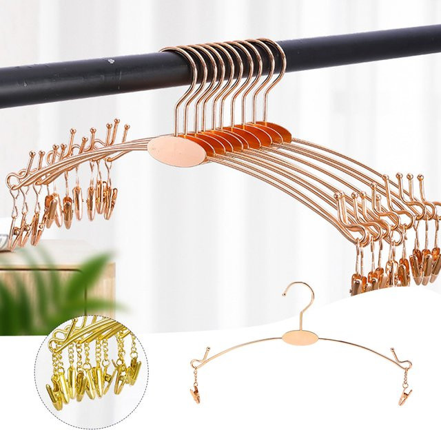 Furnishard Metall Kleiderbügel mit Clips für Unterwäsche und BHs, Gold, 5 oder 10 Stück - Bild 1