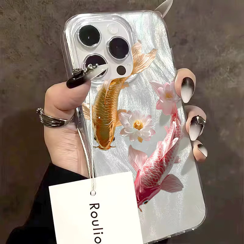 Handyhülle mit buntem goldenem Lotus und Koi Design für Samsung Galaxy S26 S25 S24 S23 S22 S21 Ultra Plus FE A57 A56 A55 A36 A35 A17 A16 Cover - Bild 3