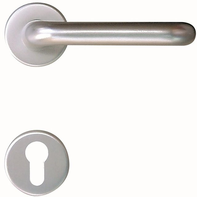 Roro Drücker-Garnitur Typ D aus Aluminium in Silber matt mit Rosette - Bild 1