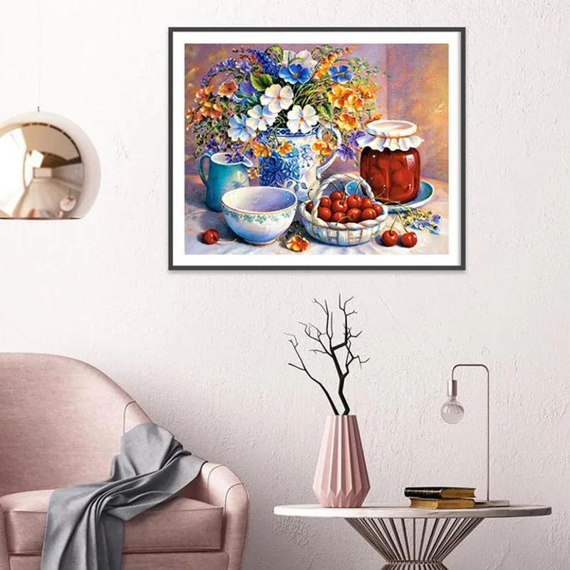 FIYO Diamond Painting Set Blumen Motiv Mehrfarbig Rot B/H: 20 x 30 cm - Bild 4