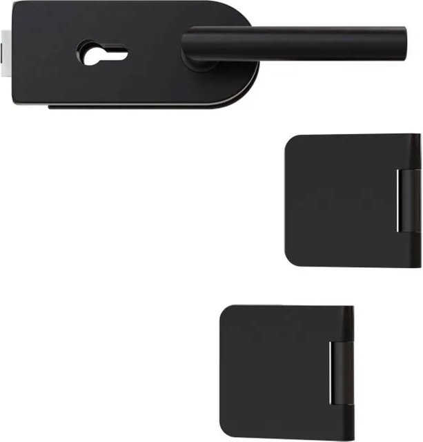 Hansaglas Glastürbeschlag Studio/Office Profilzylinderschloss mit gerundetem Design in Schwarz, B/T/H: 265 x 175 x 80 mm - Bild 1