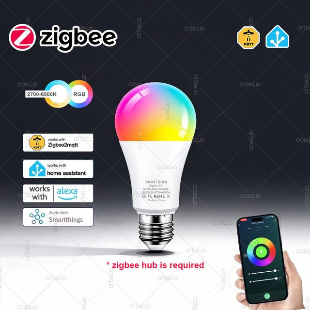 Arteco Zigbee Smart LED Glühbirne E27 RGBW mit 15W in Multicolour für Alexa und Home Assistant - Bild 1