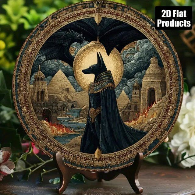 CIFBUY Rundes Aluminiumschild Anubis Vintage Wanddekoration Multicolour Durchmesser: 20,32 cm - Bild 1