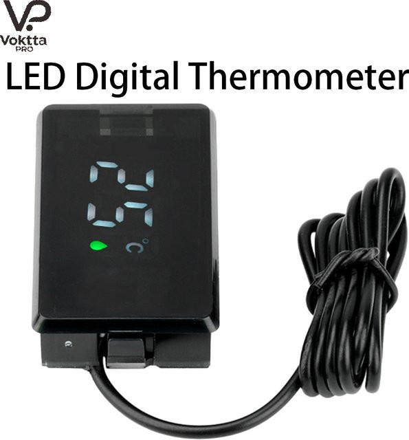 Voktta Digitales Thermometer mit Touch-LED-Anzeige und wasserdichtem externem Sondendraht in Schwarz, Messbereich 0 bis 99 ℃ - Bild 1