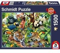 Schmidt Spiele Puzzle Kunterbunte Tierwelt Urwald Mehrfarbig - Bild 1
