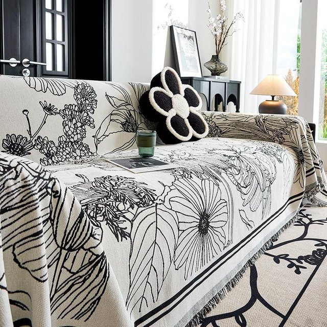Super Six Chenille Sofabezug mit floralem Design, Universal Sofadecke für alle Jahreszeiten, B/T: 180 x 130 cm - Bild 1
