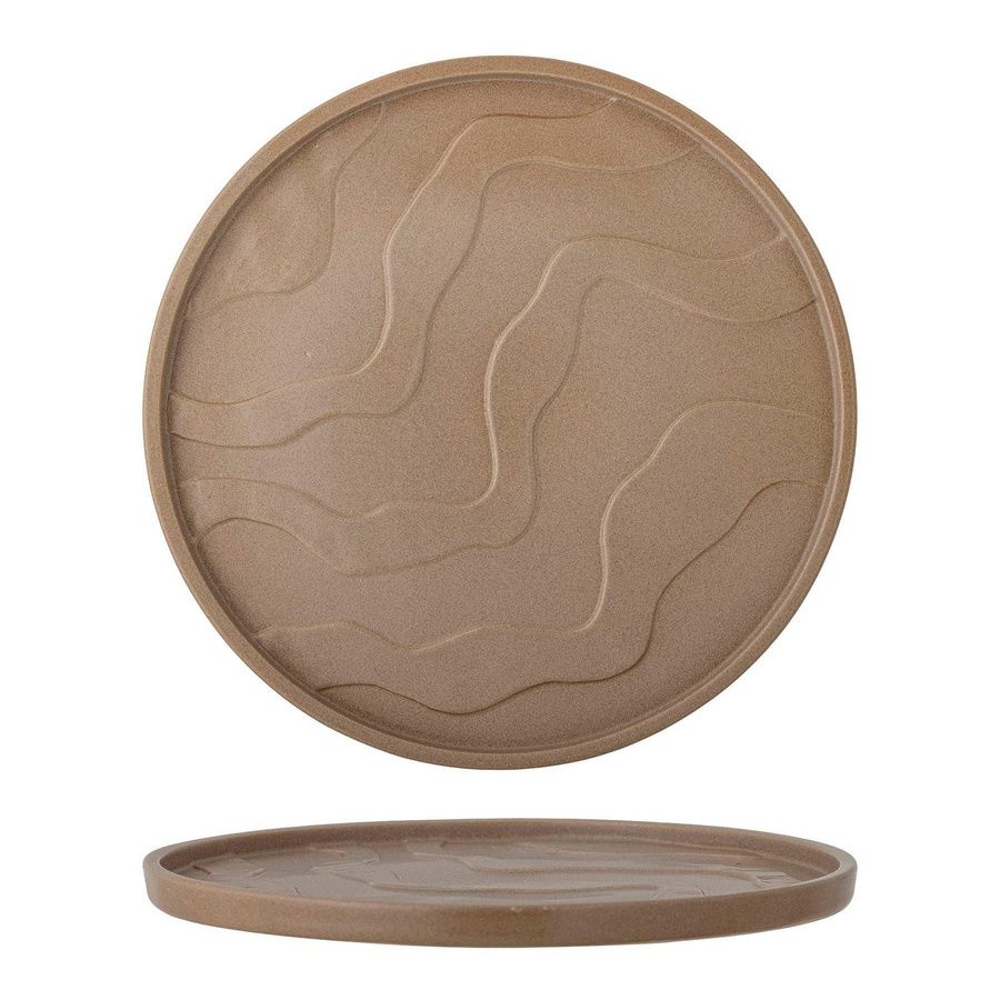 Bloomingville Keramik Tablett Noria in Braun mit gewellter Struktur, Durchmesser: 32 cm - Bild 1