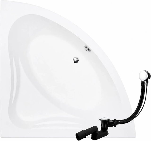 KOLMAN Eckbadewanne aus Acryl in Weiß inklusive Ablauf und Füßen, B/T: 130 x 130 cm - Bild 1