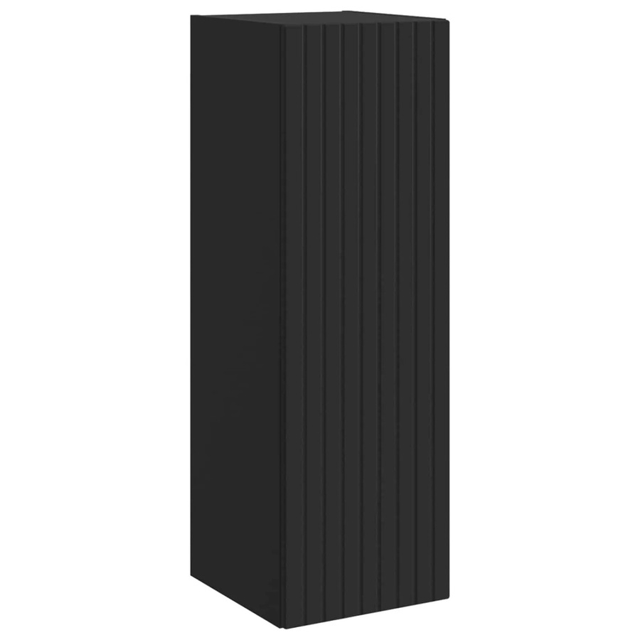 vidaXL Wandmontierter Badezimmerschrank in Schwarz, Modernes Design mit Schranktüren und Regalböden, B/T/H: 33 x 34,5 x 100 cm - Bild 2