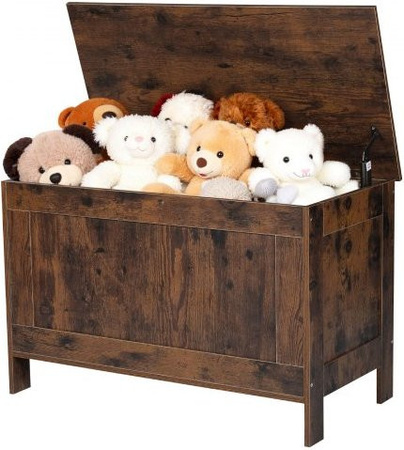 VEVOR Kindersitzbank mit Stauraum aus MDF in Braun, Holzspielzeugkiste mit Sicherheitsscharnier für Spielzimmer und Wohnzimmer, B/T/H: 75,4 x 38,9 x 48,0 cm