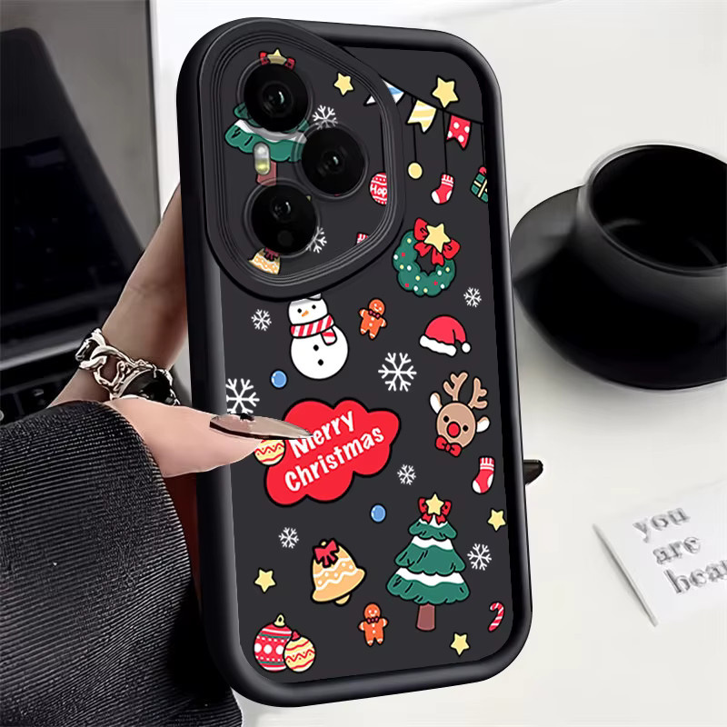 Stoßfeste Silikon Handyhülle mit Frohe Weihnachten Druck für Honor 400 200 Pro Magic 7 Lite X8c X9c Smart X6a X6b X6c in Rot - Bild 1