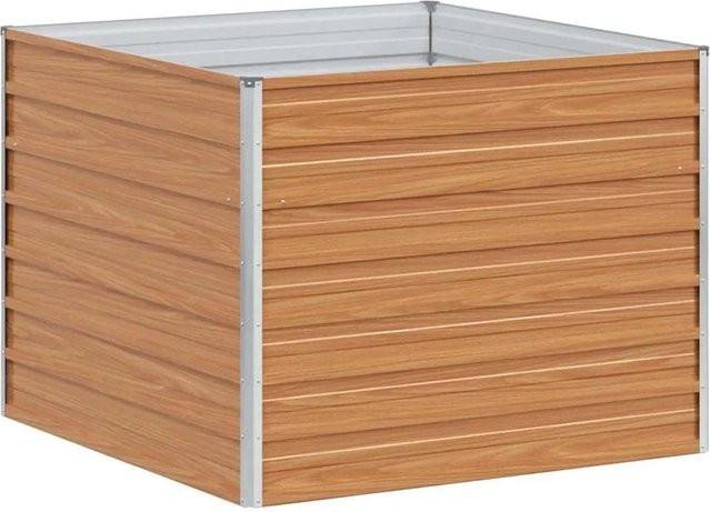 vidaXL Hochbeet aus verzinktem Stahl in Hellbraun, B/T/H: 100 x 100 x 77 cm - Bild 1