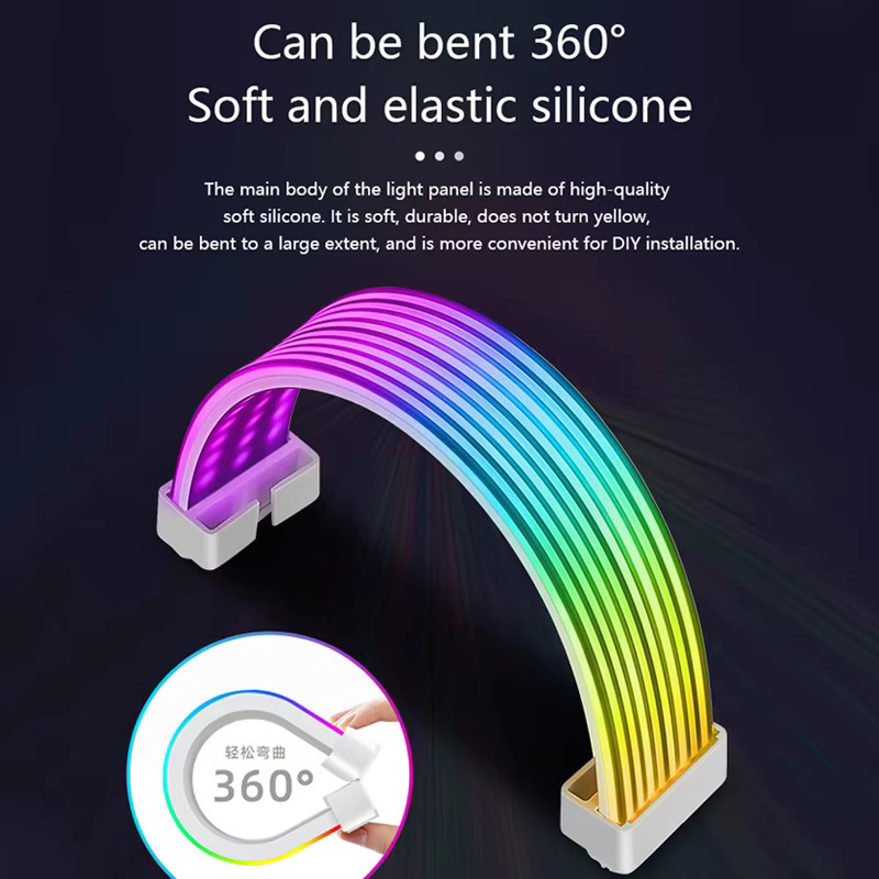 AIPHY Biegbares ARGB Neon Flex Lichtbrett für Computergehäuse in Weiß und Multicolour mit RGBIC LED-Technik zur Dekoration von Grafikkarten und Motherboards - Bild 3