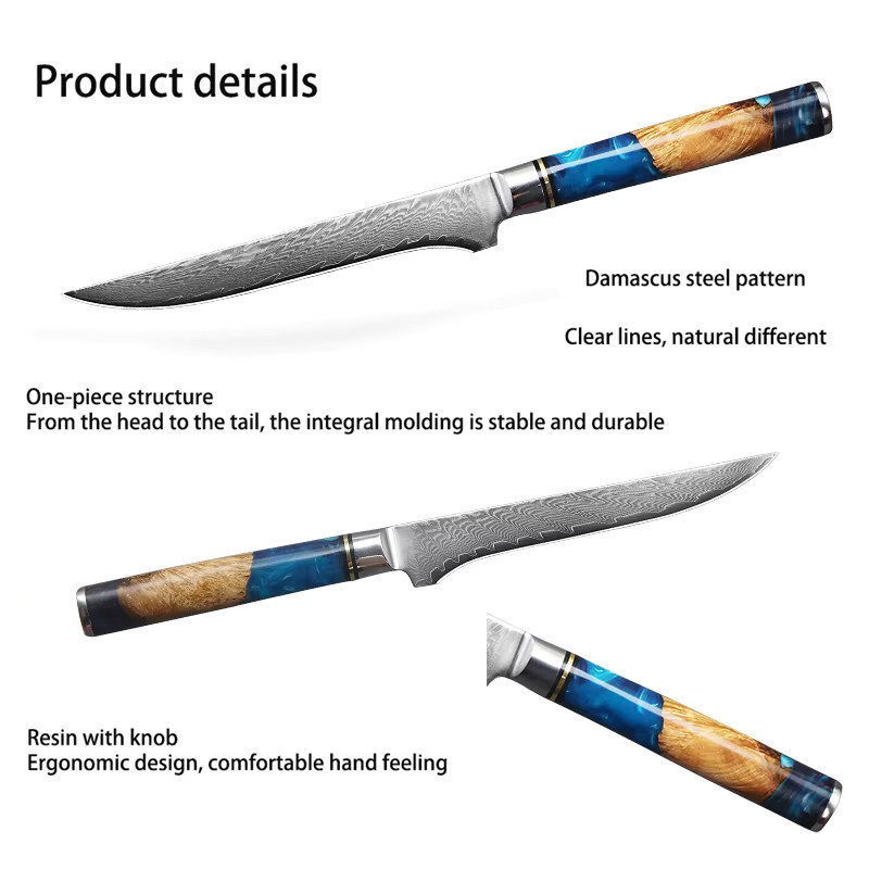 JUMCSONG Entbeinungsmesser mit Harzgriff in Mehrfarbig, 6,5 Zoll, scharfes Fleischmesser zum Schneiden und Schlachten von Schafsfleisch - Bild 4