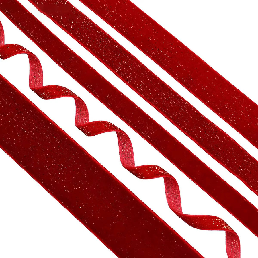 Aogue Samtbänder in Rot für Valentinstag und Neujahr, 5 Yards zur Dekoration von Geschenken, Kränzen und Schleifen - Bild 3