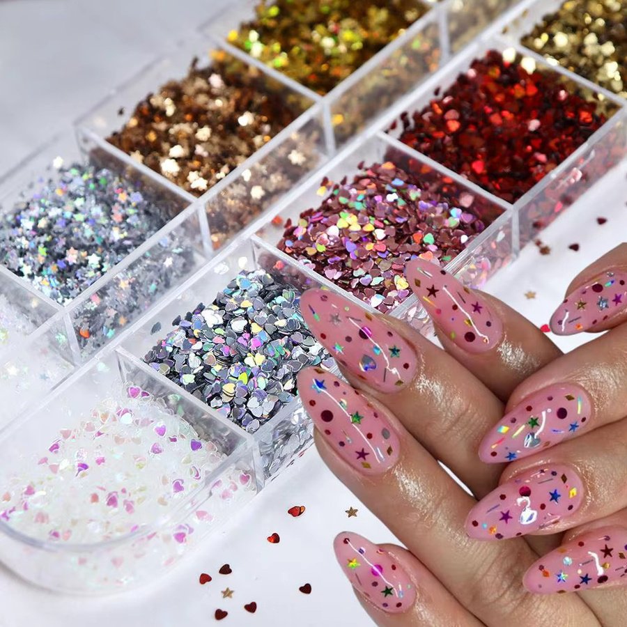 MAFANAILS Nagelkunst-Pailletten, Mini Herzchen und Sterne, Holographisch - Bild 5