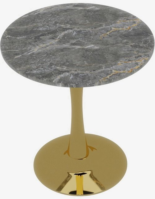 okwish Couchtisch mit Kunstmarmor-Tischplatte in Grau und Gold, modernes minimalistisches Design für Wohnzimmer, Esszimmer oder Lounge, B/T/H: 70 x 70 x 72 cm - Bild 1