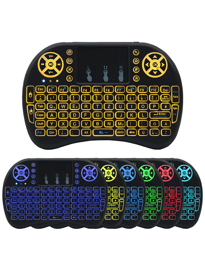 AyeBeau Air Mouse Mini-Funktastatur mit Touchpad und RGB-Hintergrundbeleuchtung in Schwarz, AZERTY Layout für Französisch, Spanisch, Portugiesisch und Russisch - Bild 6