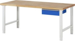Rau Werkbank 7001A1 höhenverstellbar mit 1 Schublade, B: 200 cm, T: 90 cm, H: 79-114 cm - Bild 1
