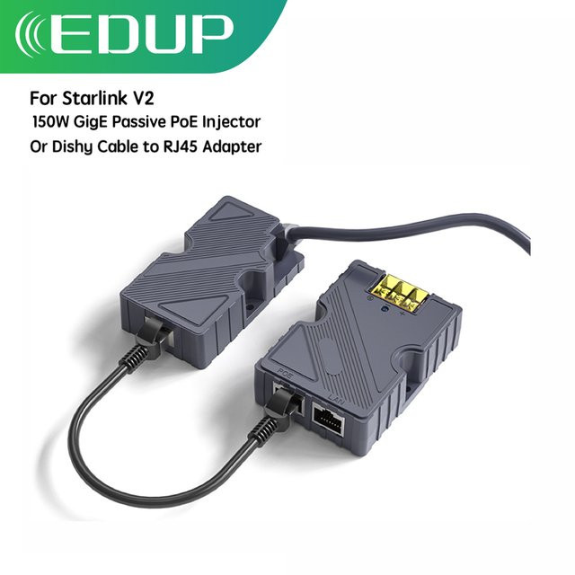 EDUP SK0052 Starlink 150 W GigE Passiver PoE-Injektor-Dishy-Kabeladapter auf RJ45 für Starlink Dishy V2 - Bild 1