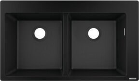 Hansgrohe Einbauspüle S510-F770 aus Granit-Verbundwerkstoff mit 2 Becken, Schwarz, B/T/H: 86,0 x 49,0 x 19,0 cm - Bild 1