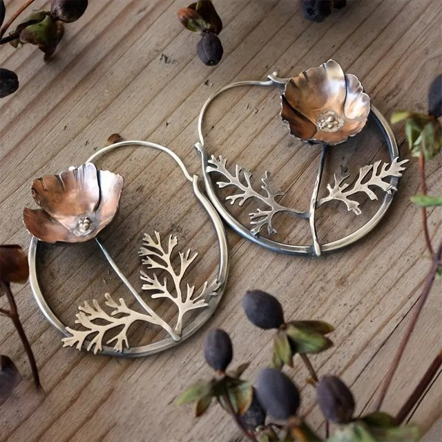 Creolen Blumen, Silber, Damen - Bild 1