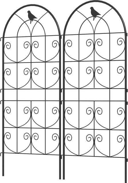 Furnicato Rankgitter Metall 2er Set mit Vogeldesign in Schwarz, B: 50 cm, H: 120 cm - Bild 1