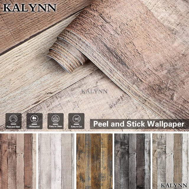 Selbstklebendes Kontaktpapier in Holzoptik von KALYNN, braun, Vintage-Design für Wand und Möbel - Bild 1