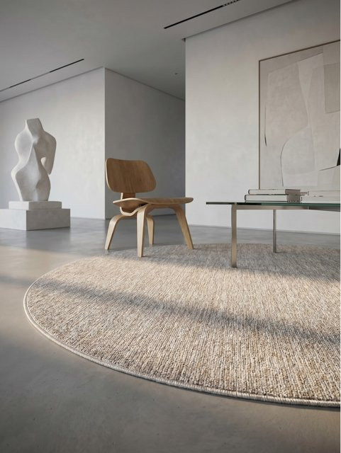 Runder Kurzflor-Teppich AMMER von Kadima Design in Beige, Ø 200 cm - Bild 1