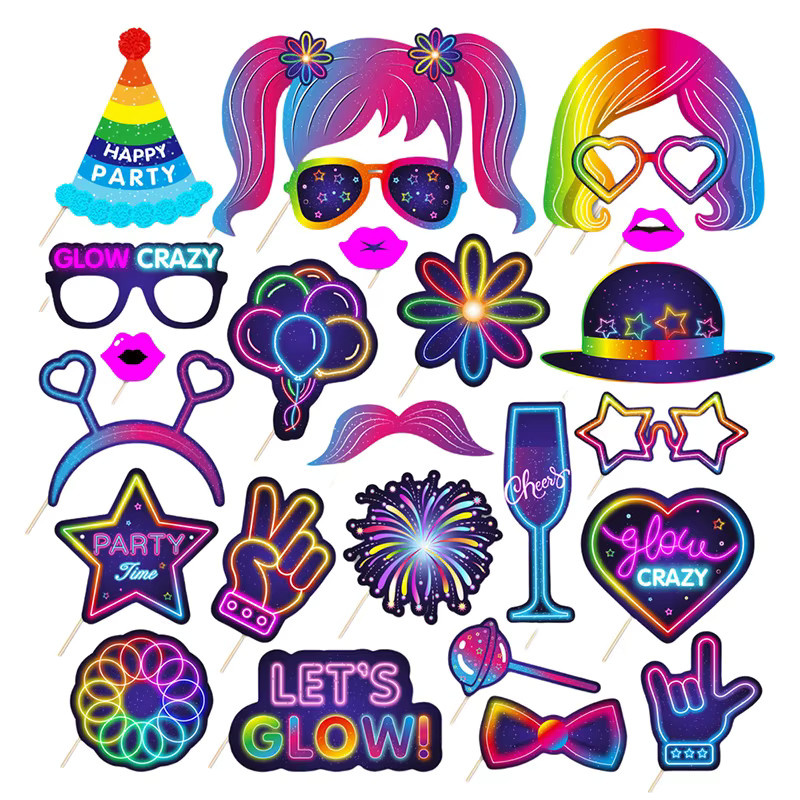 25 Stück Bunte Graffiti Papier Foto Requisiten für Musik Partys und Geburtstage in Multicolour - Bild 2