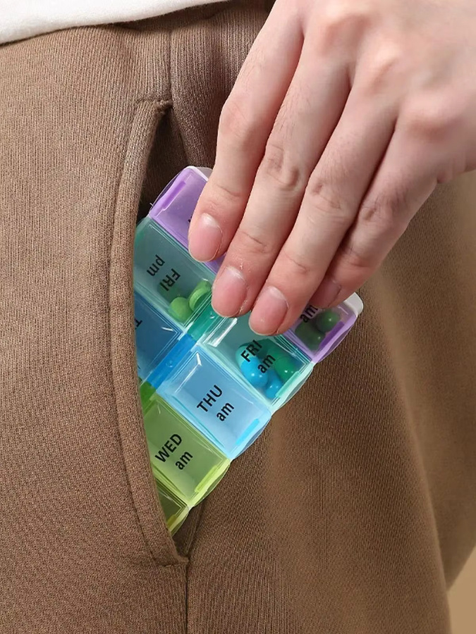 Shunshi Pillen-Organizer, 7-Tage, 14 Fächer, Unisex - Bild 2