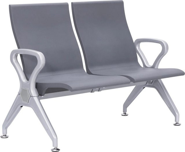 DELUKE Wartebank ERIK 2-Sitzer aus Kunststoff und Metall in Grau, B/T/H: 118 x 59 x 89 cm - Bild 1