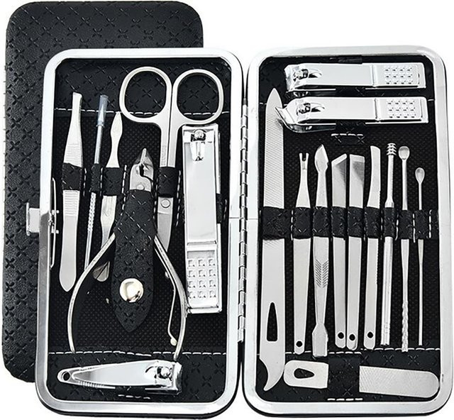 TPFBeauty Maniküre- & Pediküre-Set, 19-teilig, Grau - Bild 1