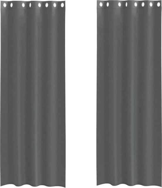 vidaXL Voile Vorhänge mit Ösen, 2 Stück, Dunkelgrau, B: 140 cm, H: 260 cm - Bild 1