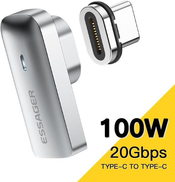 Essager PD 100 W USB C OTG Adapter mit Schnellladung, Typ C Anschluss, 20 Gbit/s Datensynchronisierung und 4K 60 Hz für MacBook und Laptop, grau - Bild 1