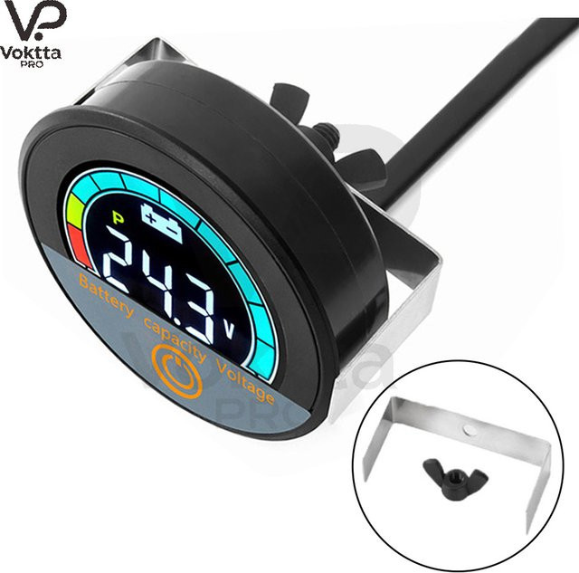 Voktta LED-Digitalanzeige Rundes Panel-Voltmeter mit Batterietester, Wasserdicht, DC 8–100 V, Schwarz - Bild 1