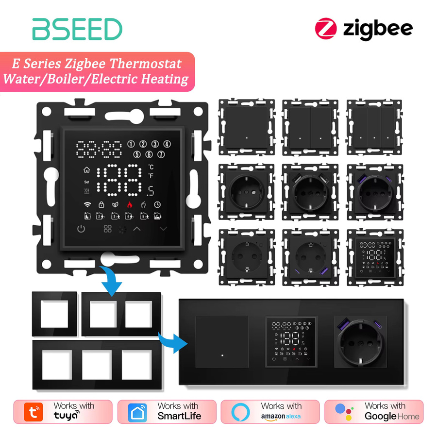 BSEED Zigbee Smart Thermostat mit Glasrahmen für Fußbodenheizung und Boiler, App-Steuerung via Tuya Smart Life, Schwarz - Bild 5