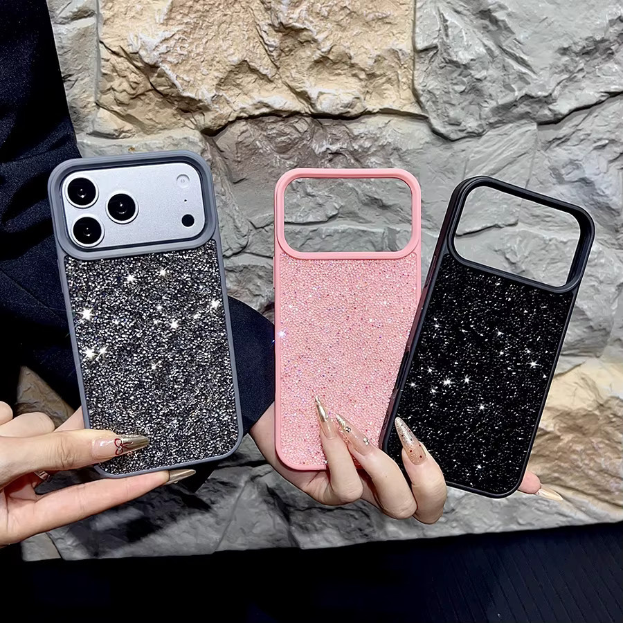 Glitzer-Handyhülle mit Diamanten besetzter Strass-Abdeckung für Apple iPhone 17 Air 16 15 14 13 12 Pro Max Plus in Weiß - Bild 3
