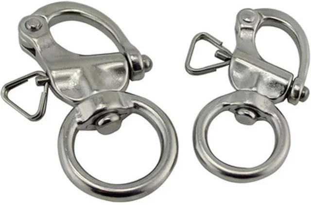 Mayitr Drehbarer Augenschäkel aus Edelstahl mit Schnellverschluss in Silber für Marine und Boot - Bild 1