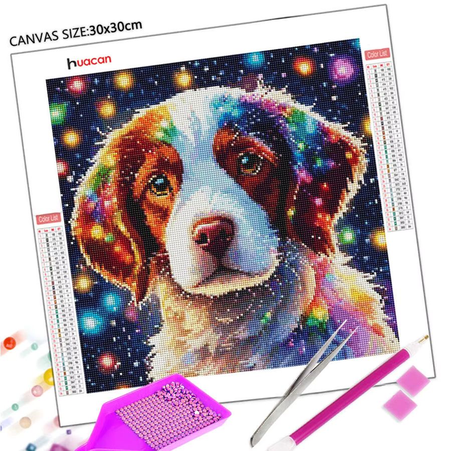 Huacan 5D-Diamantgemälde Hund als Diamant-Stickerei Set in Multicolor auf Leinwand - Bild 2