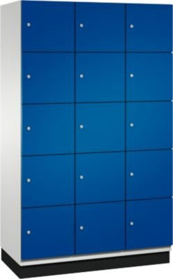 C+P Fächerschrank Cambio auf Sockel mit 15 Fächern, Farbe Enzianblau und Lichtgrau, H: 195,0 cm, B: 120,0 cm, T: 52,5 cm - Bild 2